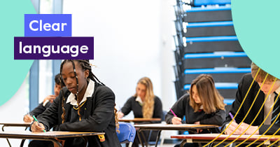 Students doing exams - Clear Language