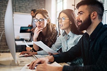 Teachers in a webinar