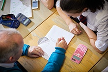Student and teacher in lesson