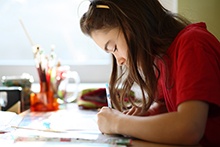 Student in a classroom