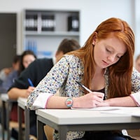Girl sitting exam