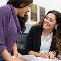 Two women talking