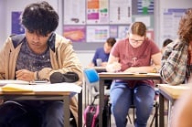 Students taking exam in the classroom