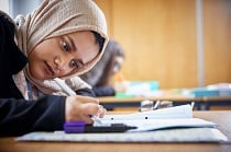 Student working in a classroom