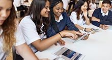Students working in a classroom