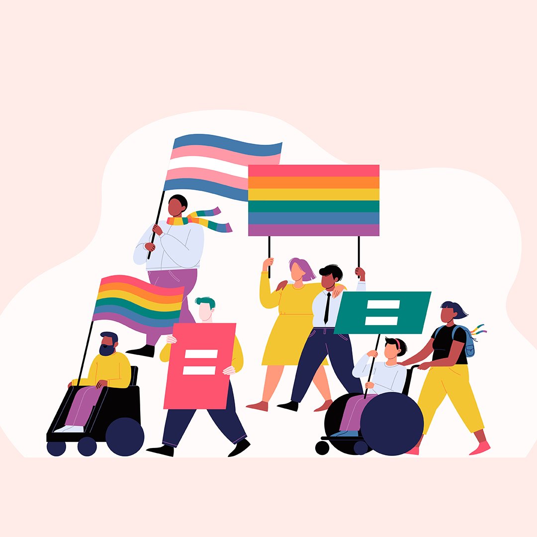 6 diverse people icons with equality flags and symbols 6 diverse people icons with equality flags and symbols